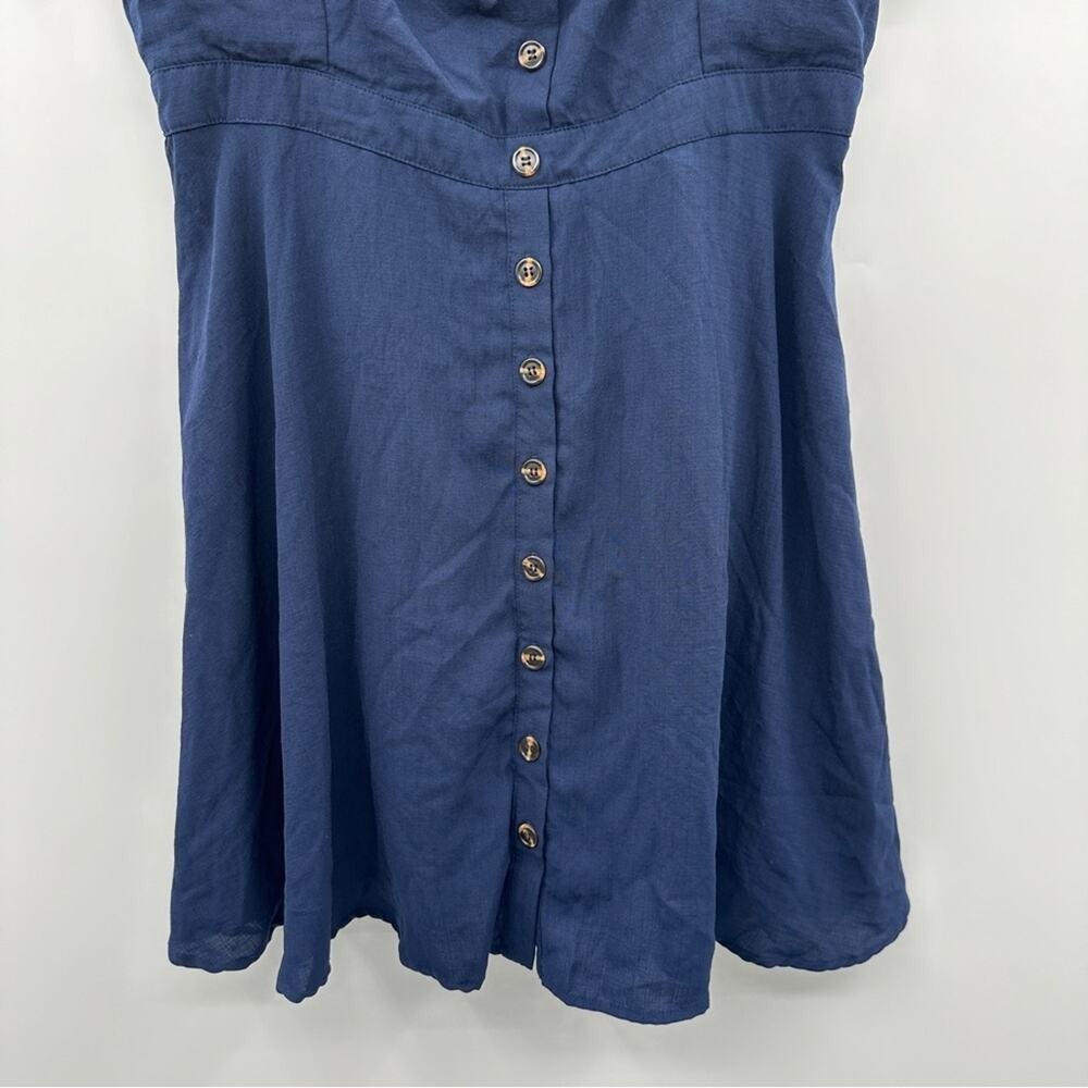 Lulus Chances Are Navy Blue Short Sleeve Button-Front Skater Dress Sz XL - Picture 4 of 12